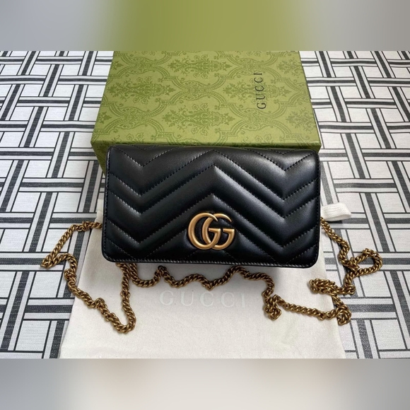 Gucci Handbags - Gucci Marmont GG Black Quilted Shoulder Bag